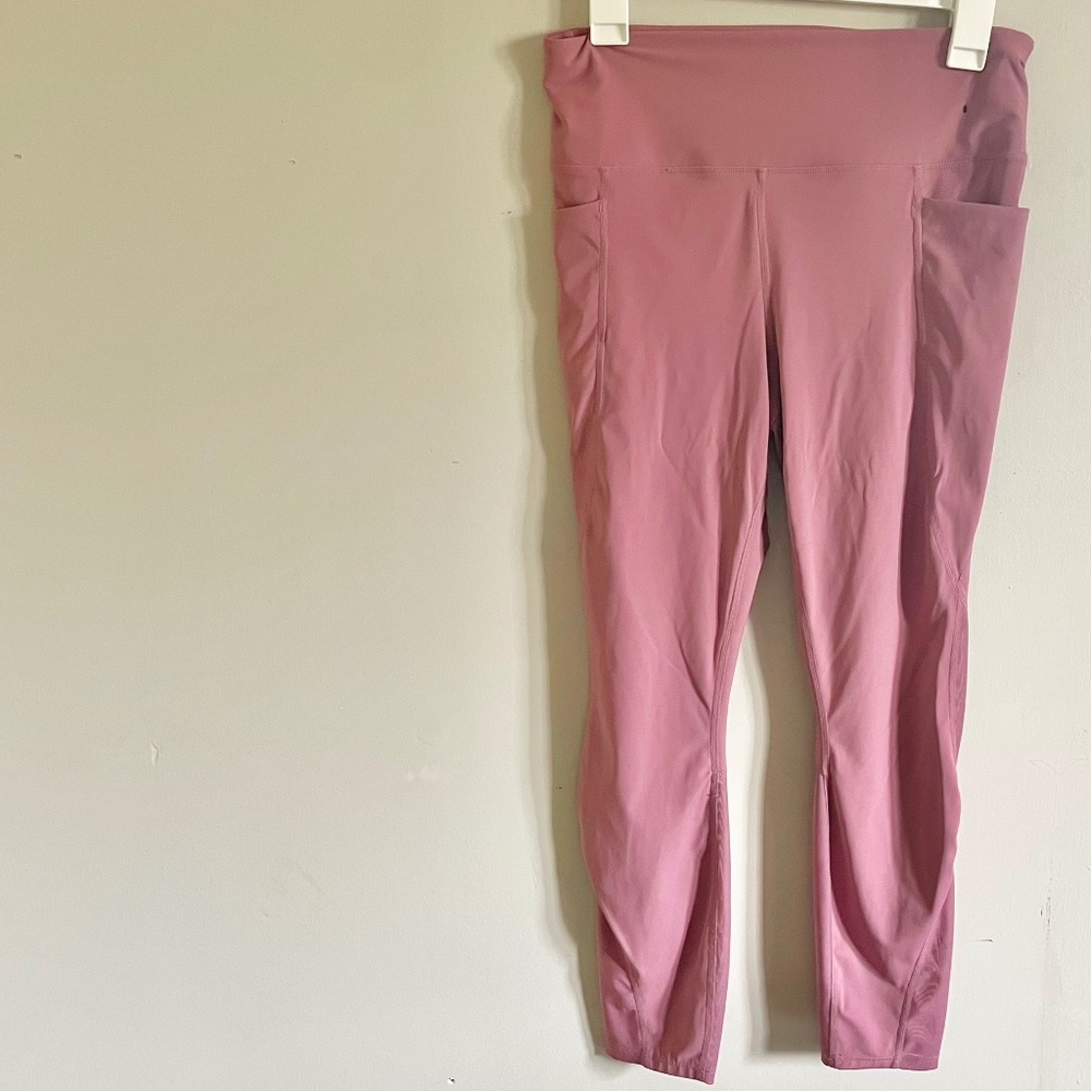 Pink rose athletic mesh detail leggings pants - Picture 2 of 7